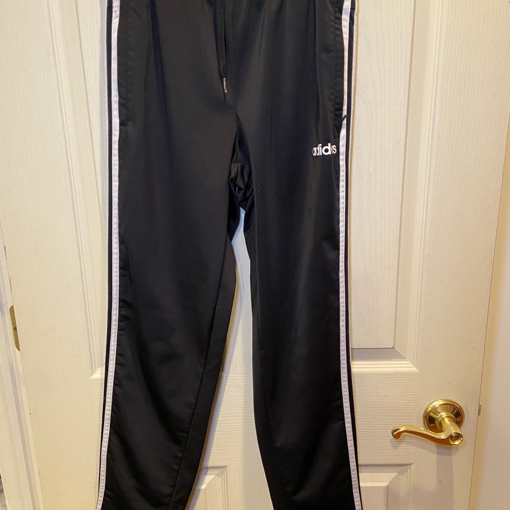 Adidas Black Joggers with White Accents